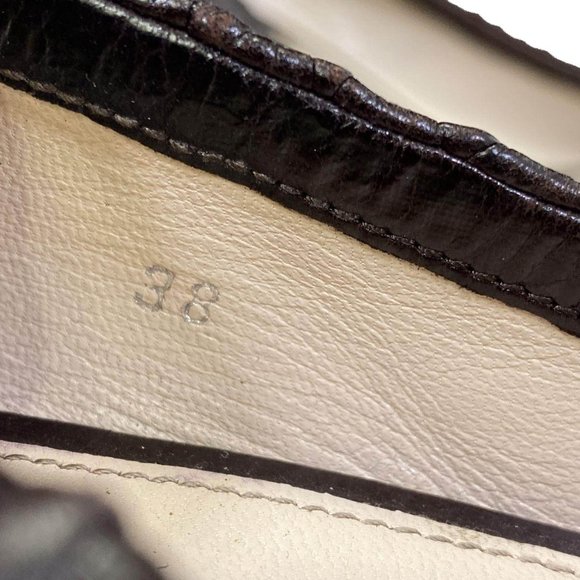 Authentic Prada Brown Crinkle Leather Chunky Heel Pumps EU 38 US 8 - Picture 5 of 8